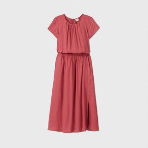 Women's Short Sleeve Cinched Waist Dress - Pink